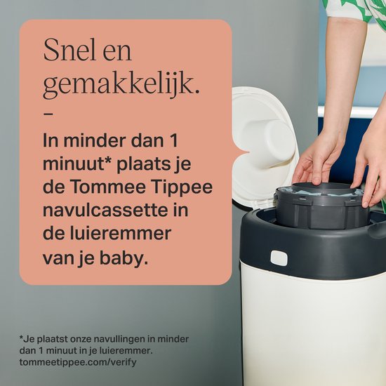 Tommee Tippee Twist & Click luieremmer navullingen - verpakking met 6 stuks - 6 x 10,5 m navulcassettes