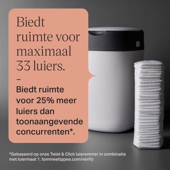 Tommee Tippee Twist & Click luieremmer starterset - 6 navullingen - wit