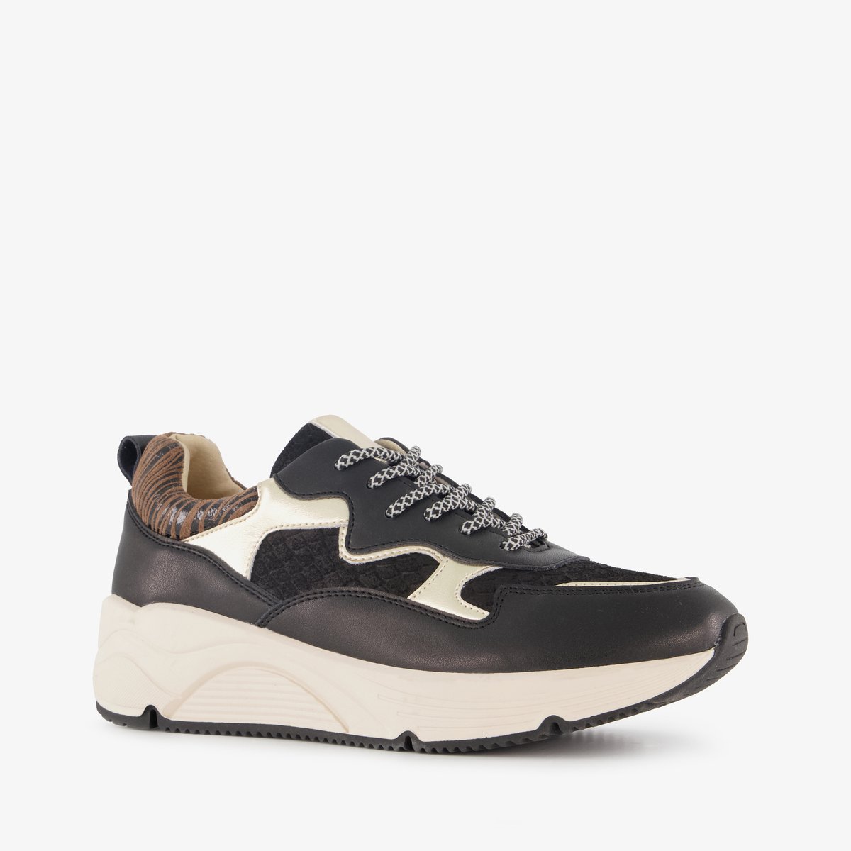 Hush Puppies leren dames sneakers zwart goud - Maat 40 - Uitneembare zool