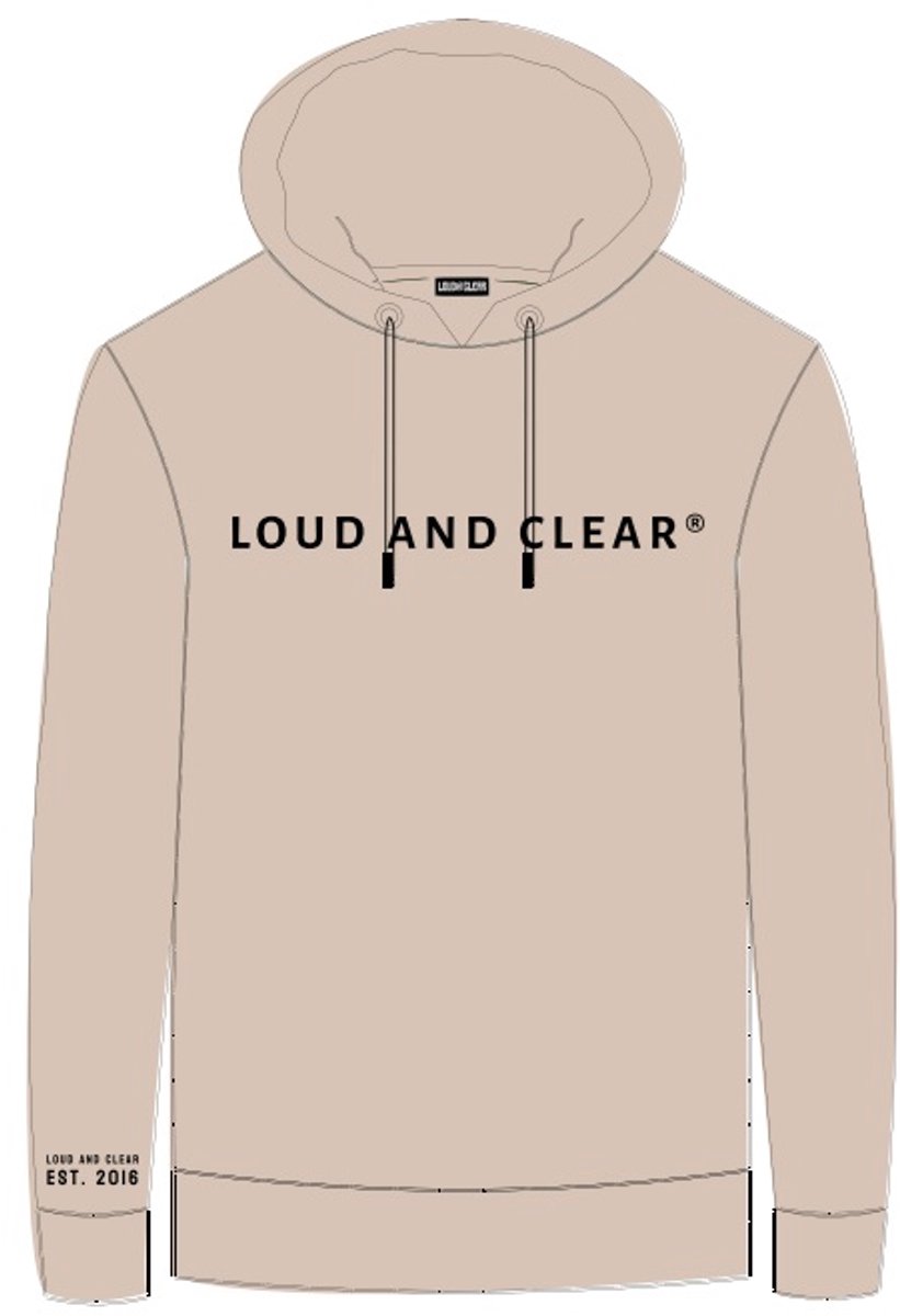 LOUD AND CLEAR® - Hoodie - Trui - Beige - Heren - Dames - Capuchon - Maat S