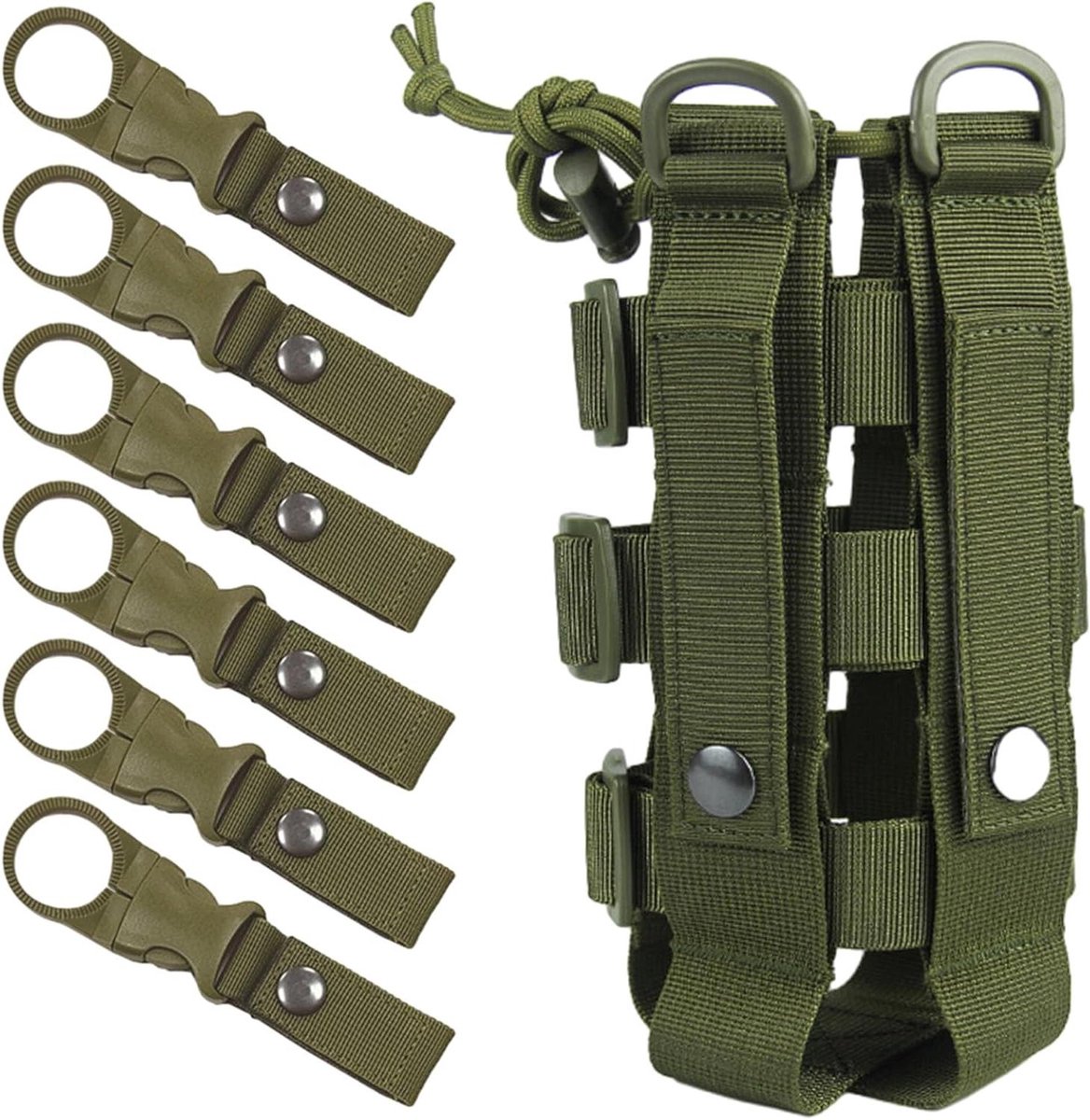 Allecto Plus - Tactische Waterfles Tas - Molle Flessenhouder Waterdichte Keteltas met 6 Flesophangriem Gespen - Waterfles Tas voor Wandelen Camping Reizen Sport