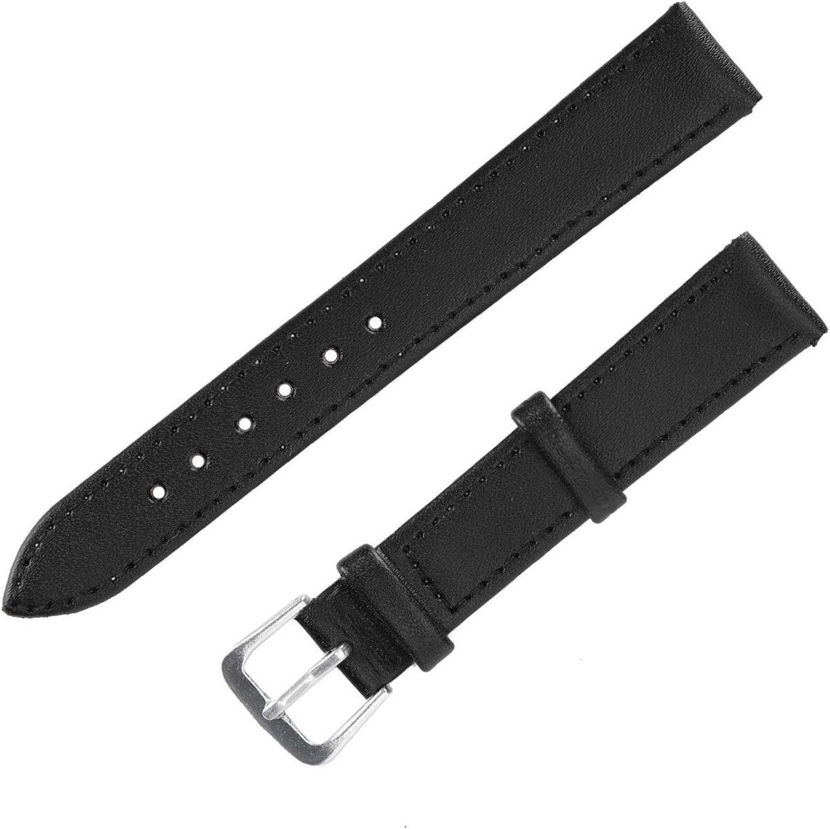 Allecto Plus - Universele PU Leren Horlogeband met Gesp - Vervangend Horlogebandje - Accessoire voor Heren en Dames - 16mm Breed - Zwart