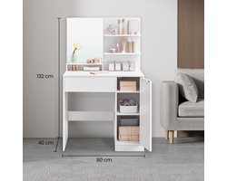 MIRA Home - Kaptafel - Make-up Tafel - Wit - Spaanplaat -80x40x132cm