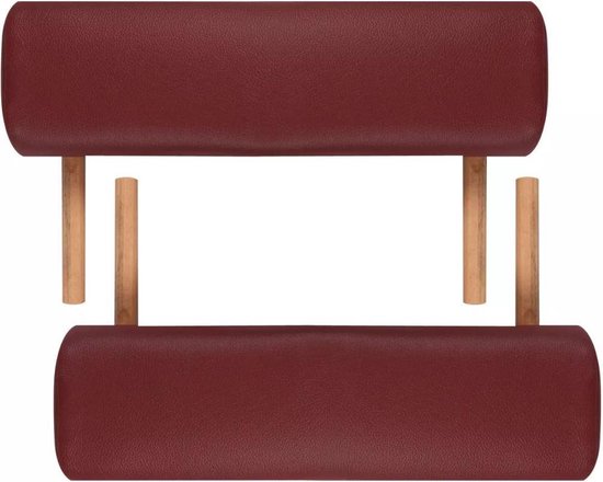 vidaXL Inklapbare massagetafel 2 zones met houten frame (Rood) - vidaXL