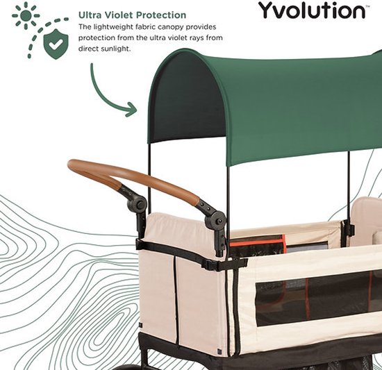 Yvolution - Stroller Wagon - Gemakkelijk Opvouwbare En Op Te Bergen Bolderkar Met Luifel - Luxe Kinderkar & Wandelwagen - Lichtgewicht & Opvouwbaar - Met Veilig Gordelsysteem En Verstelbare Duwstang van Merkloos — afbeelding 2