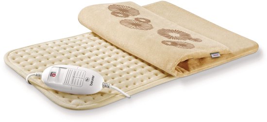 Beurer HK 45 Elektrisch Warmtekussen - Heating pad - XL: 44 x 33 cm - 3 Warmtestanden - Max. 65°C - Snelle opwarming - Automatische uitschakeling - Fleece - Machinewasbaar - 3 Jaar garantie - Beige