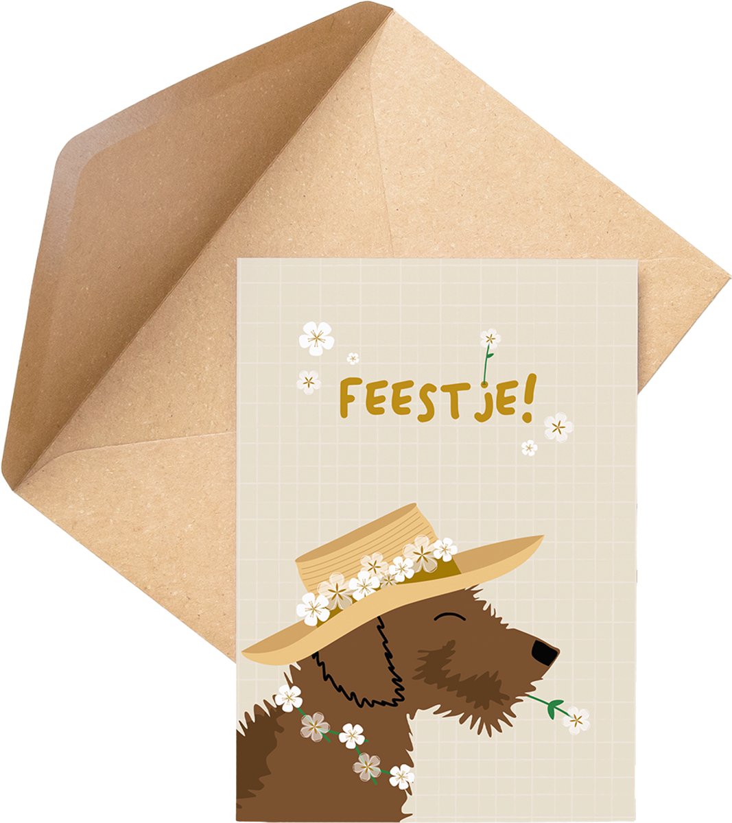 Uitnodigingen Kinderfeestje met Enveloppen – Bloemen Teckel Frits – 8 Stuks – Verjaardagskaartjes Kinderen – Voor Meisjes – Beschrijfbaar