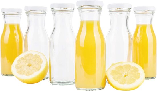 gouveo Set van 24 sapflessen 250 ml met gouden schroefdop - glazen fles 0,25 l met TO43 dop - lege fles voor sap, smoothie, limonade (SF250G