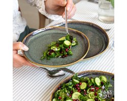 James Cooke - Moss - Serviesset - 6 persoons - 18 delig - Groen - Organische vorm - Stoneware - Bordenset