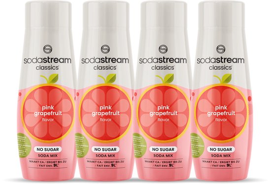 Foto: Sodastream classics pink grapefruit zero siropen roze pompelmoes smaak goed voor 36l bruisende drank 4 stuks 4x440ml