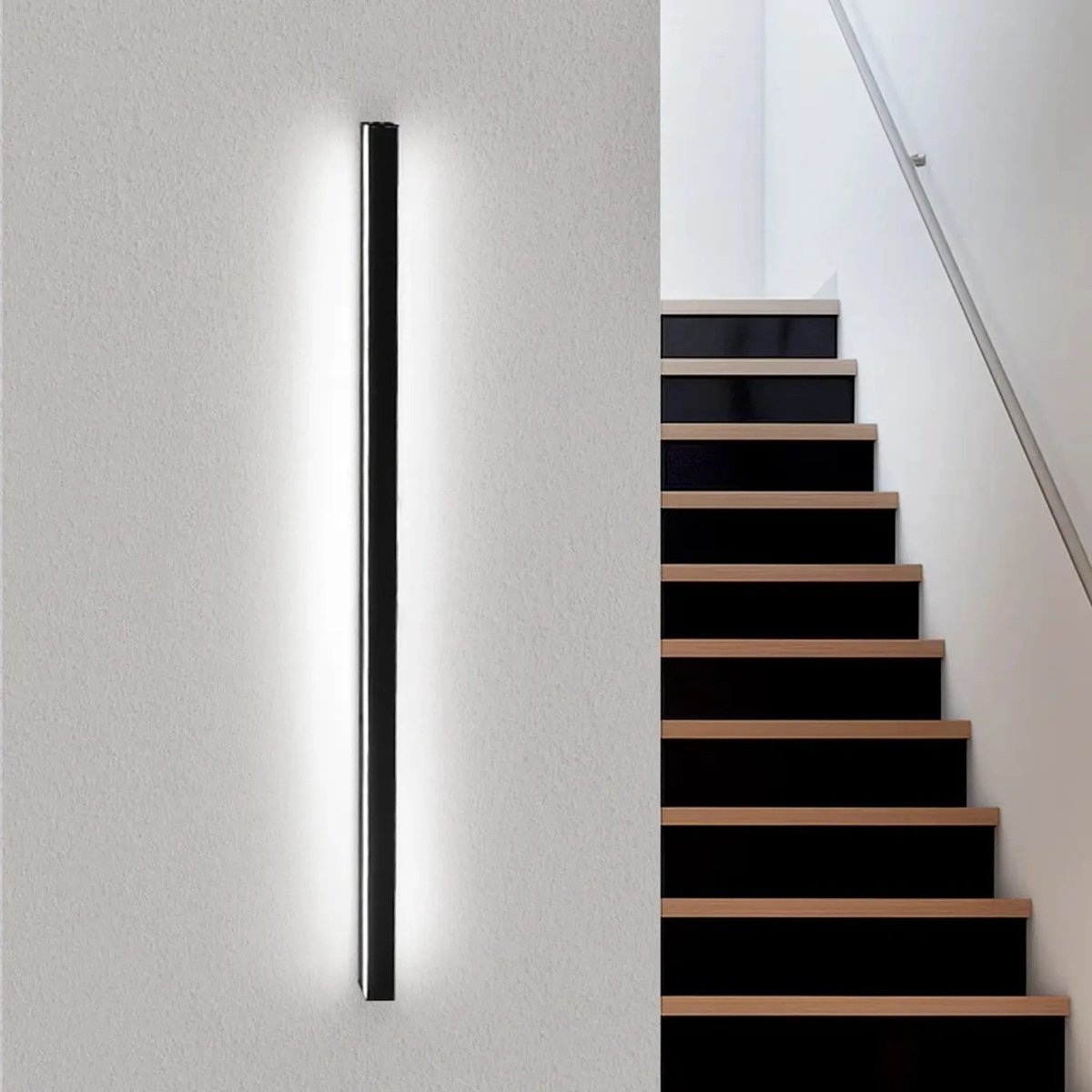 NETTLIFE Wandlamp Binnen LED - 100CM - zwart - moderne wandverlichting - 6500K Koud wit Licht - lange hal lamp 32W - Metaal - slaapkamer lamp - voor Woonkamer | Keuken | Hotel
