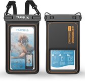 Travelly® Luxe Waterdicht Telefoonhoesje – Universeel Onderwater Hoesje voor Smartphone – Geschikt voor alle telefoons – Drybag – Voor Vakantie, Zwemmen & Watersport - Zwart