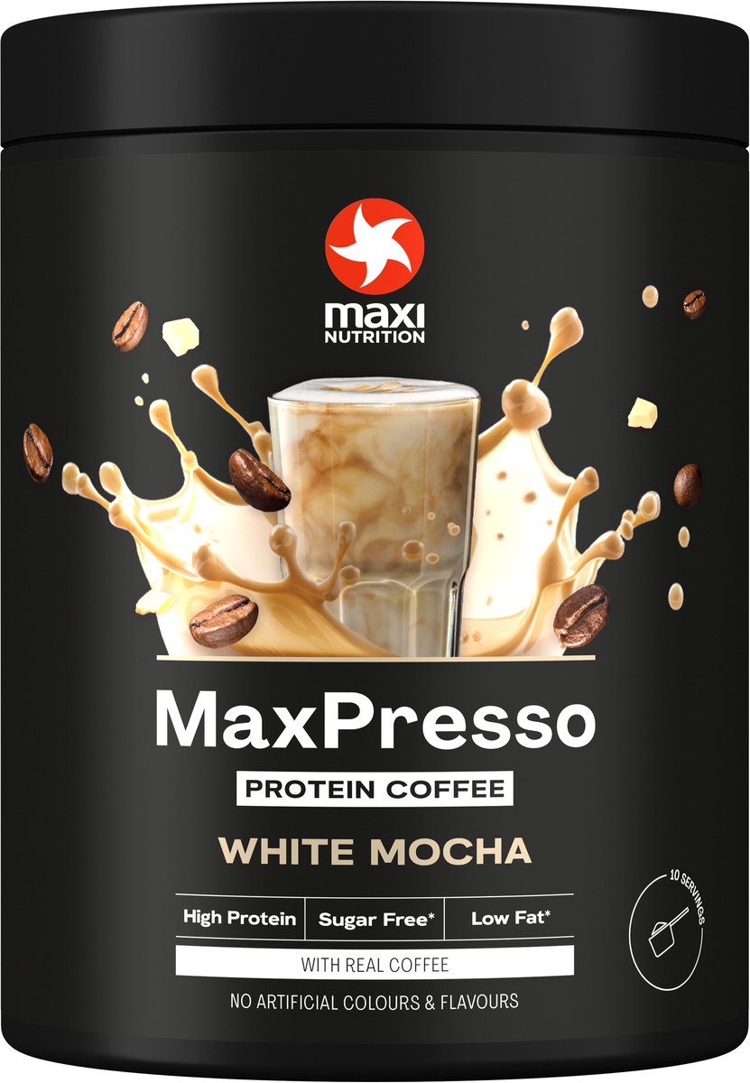 Maxi Nutrition Maxpresso Eiwit Koffie Wittte Chocolade Mokka (300 gr)