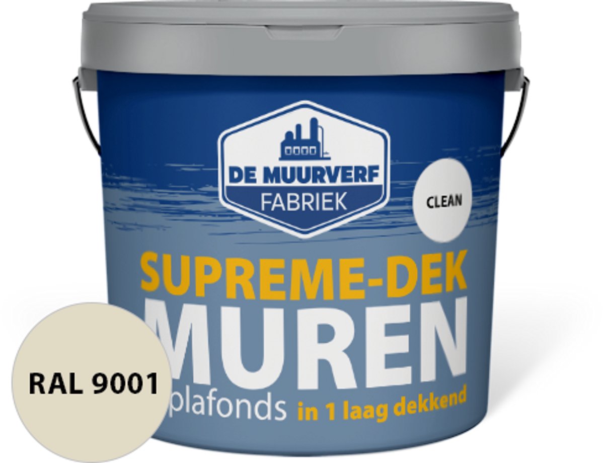 Supreme-dek Clean | RAL 9001 | 10 liter | DE MUURVERFFABRIEK