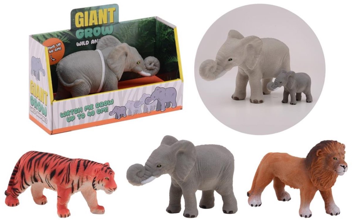 Johntoy Reuze groeiende wilde dieren in doos. 3 assortie..