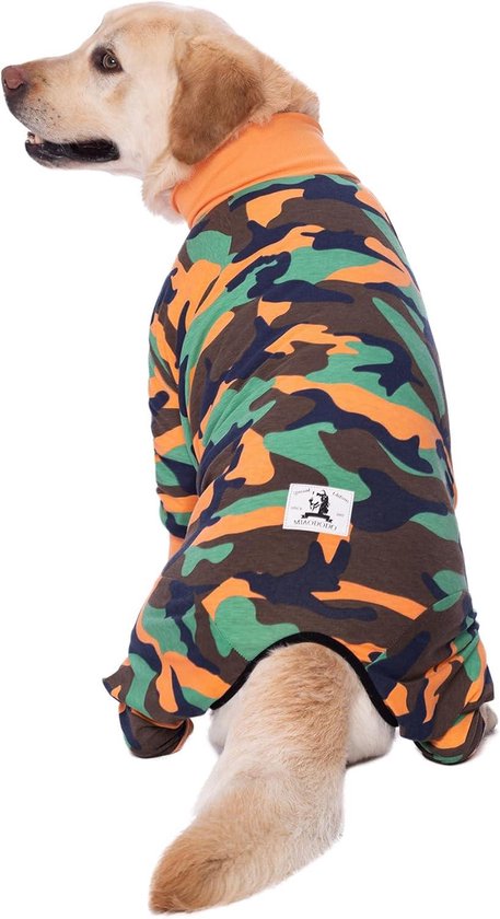 BT Bear Grote Hondenkleding, Elastische Pet Onesie Kleding Beschermen Gewrichten Anti-Haar Anti Likken, Wondbescherming Huisdier Pyjama PJS Hond Jumpsuit Voor Medium Grote Honden (XXXL, Geel Zebra
