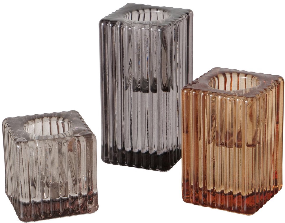 Kandelaar glas3-delig set H4-8cm