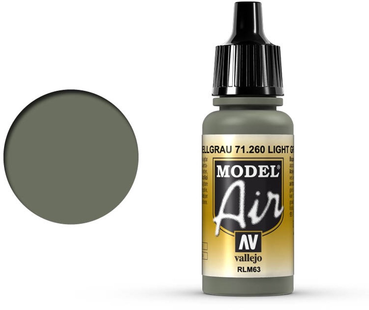 Vallejo Hobbyverf Acrylverf - 71260 Model Air Light Grey RLM63 - Acryl Verf flesje - 17 ml