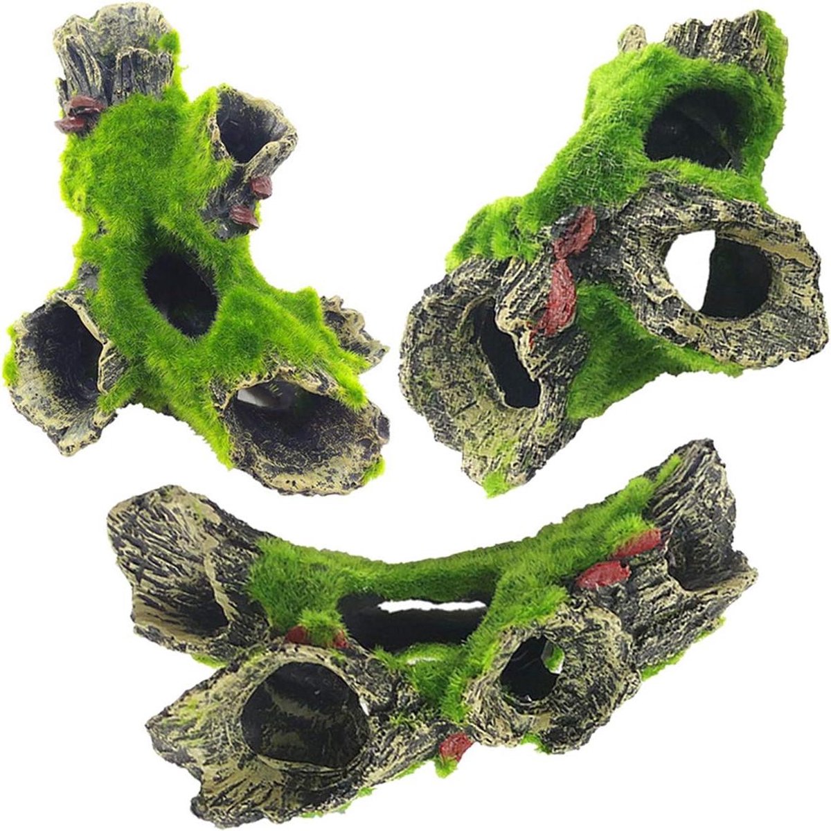 Allecto Plus - Aquarium decoratie: 2 stuks hars grot decoratie voor aquarium, natuurlijke habitat ornament voor kleine vissen - Verbergen - 16 x 10 x 7 cm