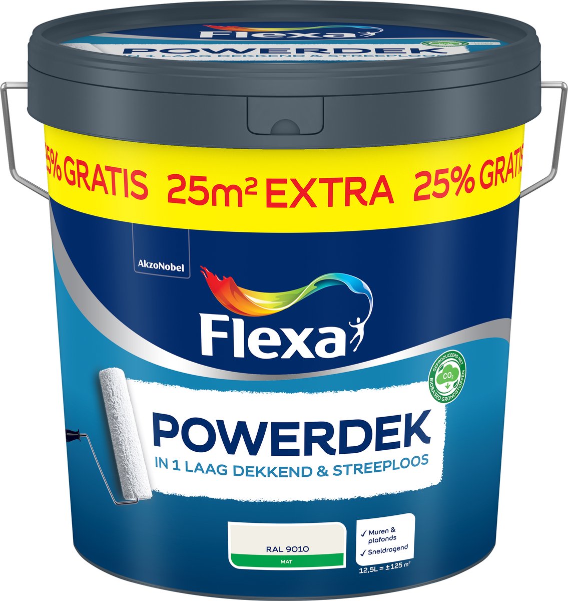 Flexa - Powerdek Muren & Plafonds - Gebroken Wit / Ral 9010 - 12,5 L – foto 7