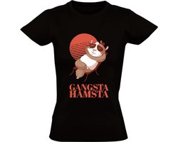 Gangster hamster Dames T-shirt - dieren - relax - huisdier - chill - leven - hip - zonnebril - humor - grappig