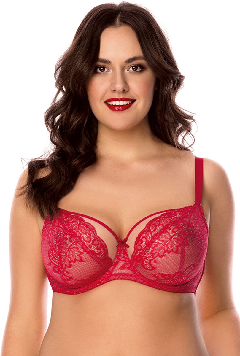 Vivisence damesbeha tule net kanten strikcups 1044 , rood, 70g