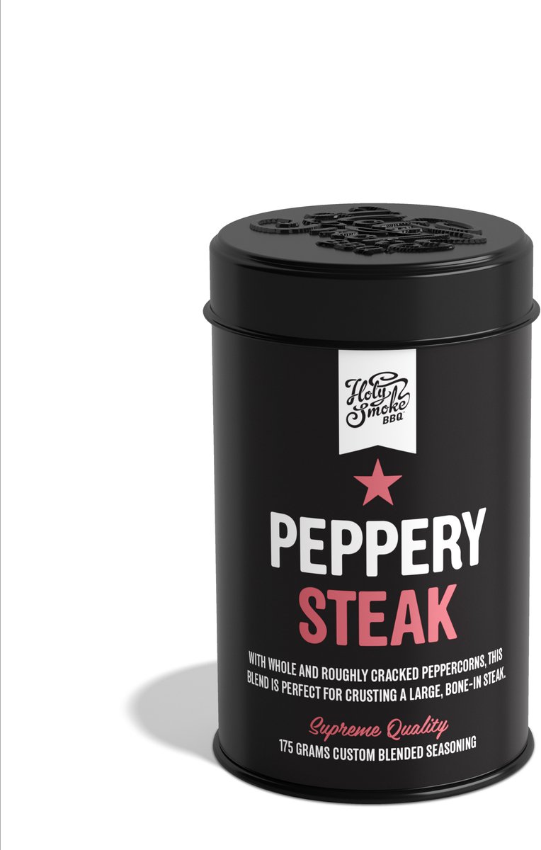Holy Smoke BBQ - PEPPERY STEAK SEASONING - 175 gram - BBQ rubs - kruiden
