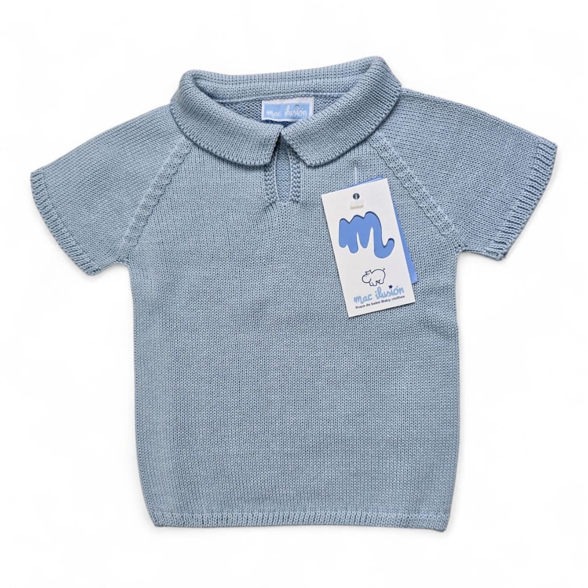 Mac Ilusion Gebreid Poloshirtje |9777J|Brisa / lichtblauw|3 maand | maat 62