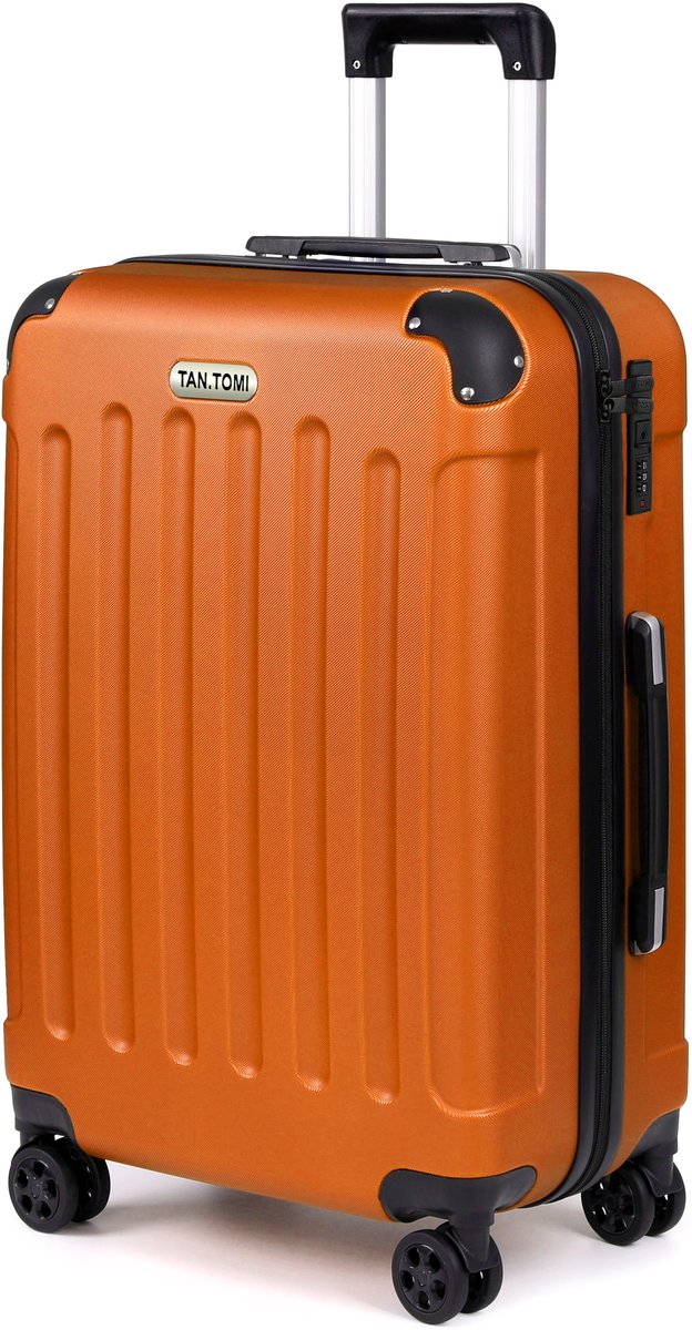 TAN.TOMI Reiskoffer Medium - 65L - Koffers -Trolley Koffer - Reiskoffer met wielen - Cijferslot - Lichtgewicht & Stevig - Felrood oranje
