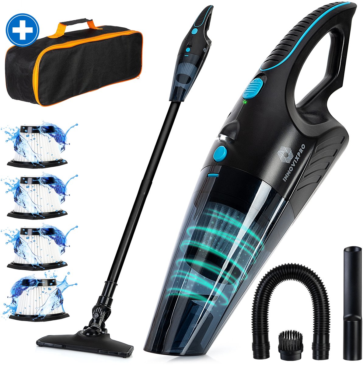 Innovixpro® Kruimeldief – Kruimeldief met steel – Nat&Droog – Handstofzuiger – 14000Pa – Kruimeldief snoerloos – Kruimelzuiger – ExtremeZuigkracht – Jouw ultieme schoonmaakpartner – Kruimelzuiger-Autostofzuiger-Nat&droog-InclusiefReistas