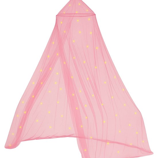 Roze Klamboe met 67 Glow in the Dark Sterren - Hemelbed voor Kinderkamer of Volwassenen - Sterrenhemel Sluier, Hemeltje en Bedtent - Baby Muggennet Decoratie