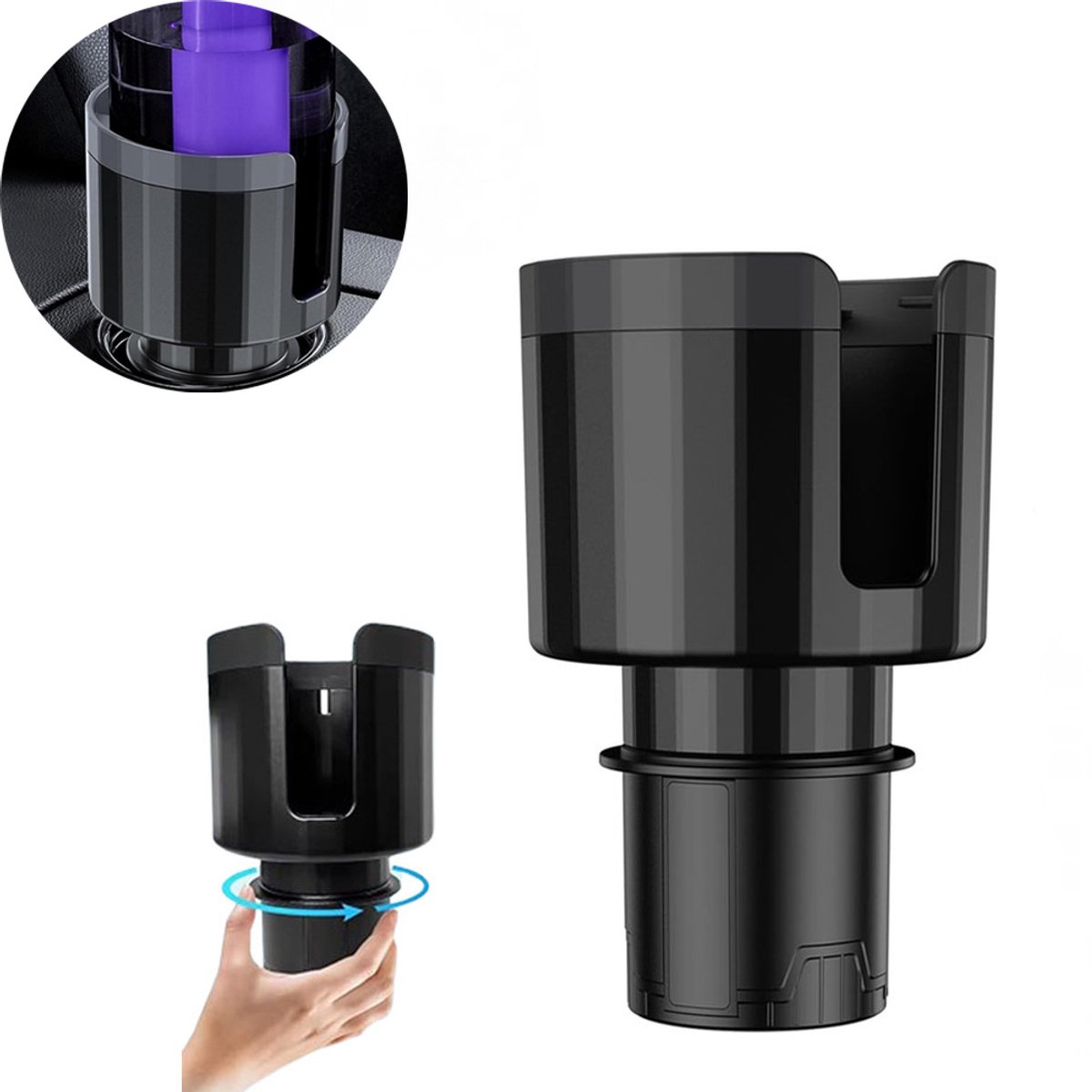 Bekerhouder - Bekerhouder Auto - Auto Drankhouder - Verstelbare Bekerhouder - Universeel - Koffiehouder - Drankhouder - Frisdrank Houder - Grote Drinkfleshouder - Blikjeshouder - Max 10.5 Cm Diameter - Uitbreidbare Basis -Interieur Accessories