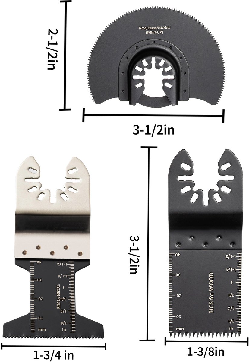 50 Stuks Oscillerende Zaagbladen – Snelsluit Set voor Multifunctionele Gereedschappen – HCS Zaagbladen voor Hout, Kunststof, Metaal, Spijkers en Schroeven – Compatibel met Dewalt, Dremel, Fein, Worx, Bosch, Makita en Milwaukee – foto 2