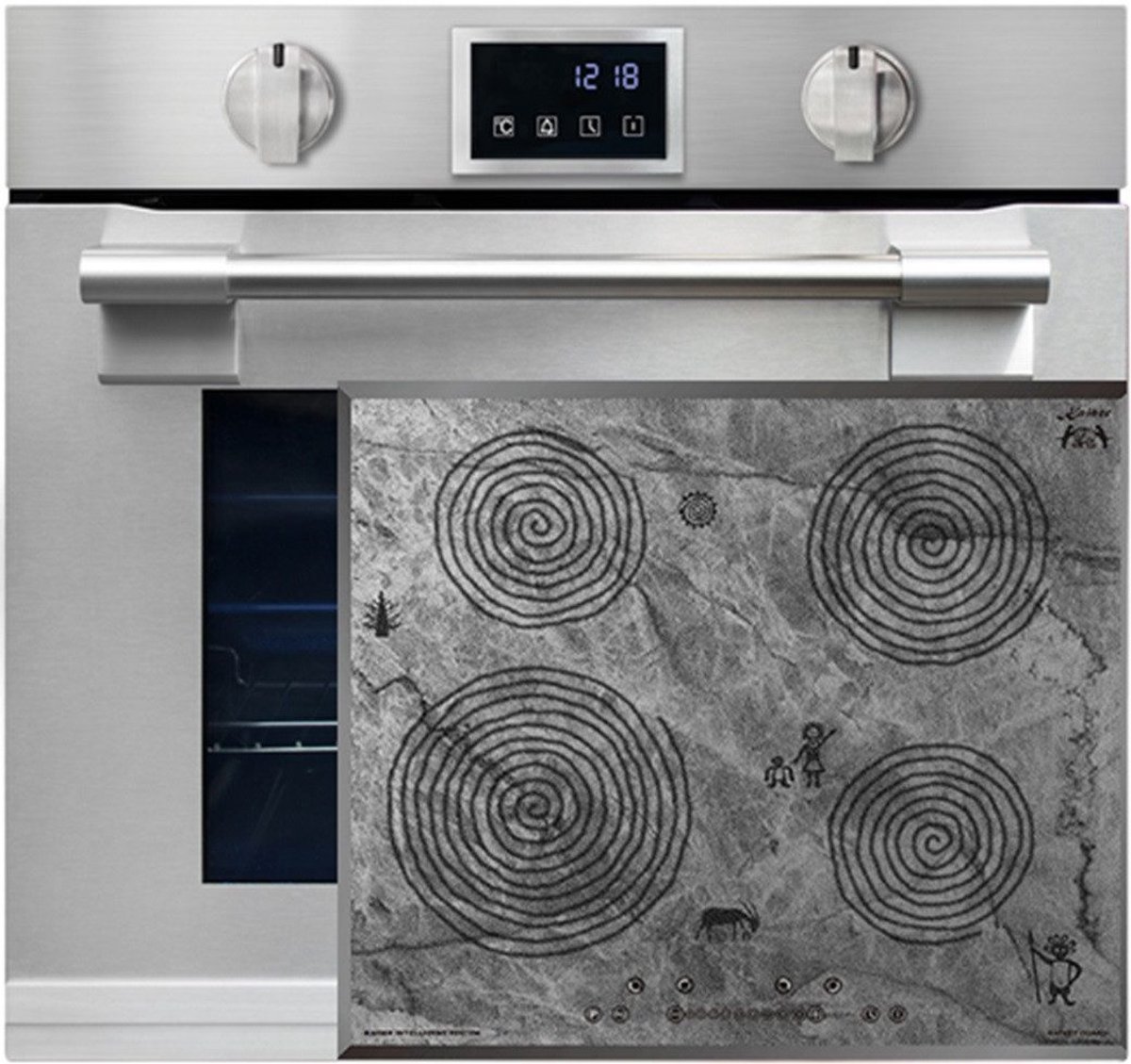 Kaiser - inbouwoven - inductie - EH 6339 XXL Inbouwoven - 86L - met pyrolyse & AirFry, touch display + inductiekookplaat - KCT 6705 FI Era - 60 cm - grotschilderijmotief - 4 kookzones