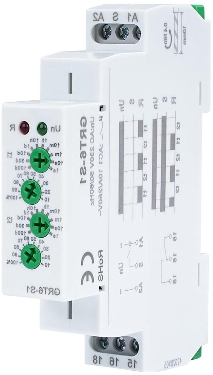 Allecto Plus - Multifunctioneel Tijdrelais met Cyclusvertraging voor DIN-rail AC230V - Geschikt voor herhaalde cyclustijden.