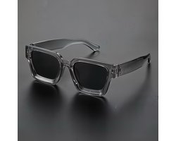 Dikke Rechthoek Chunky Zonnebril Vrouwen Mannen Trendy Vierkante Grijs Tinten Tortie Frame Mode 90 S Bri