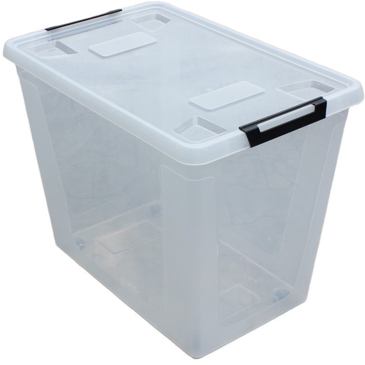 HL Opbergbox met deksel - 80 Liter - Opbergdoos met wieltjes - Stapelbaar - Kunststof - Transparant