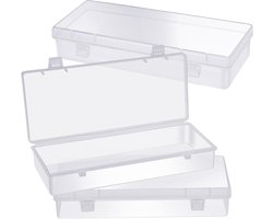 Allecto Premium - Set van 3 transparante kunststof opbergdozen met scharnierdeksel voor kralen en knutselartikelen. Erg handig!