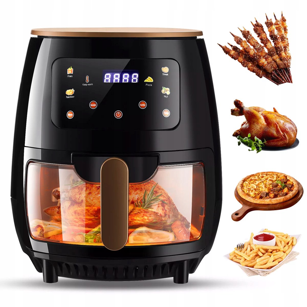 6L Airfryer 2400W Dubbele Lade Bruin 5 Kookmodi