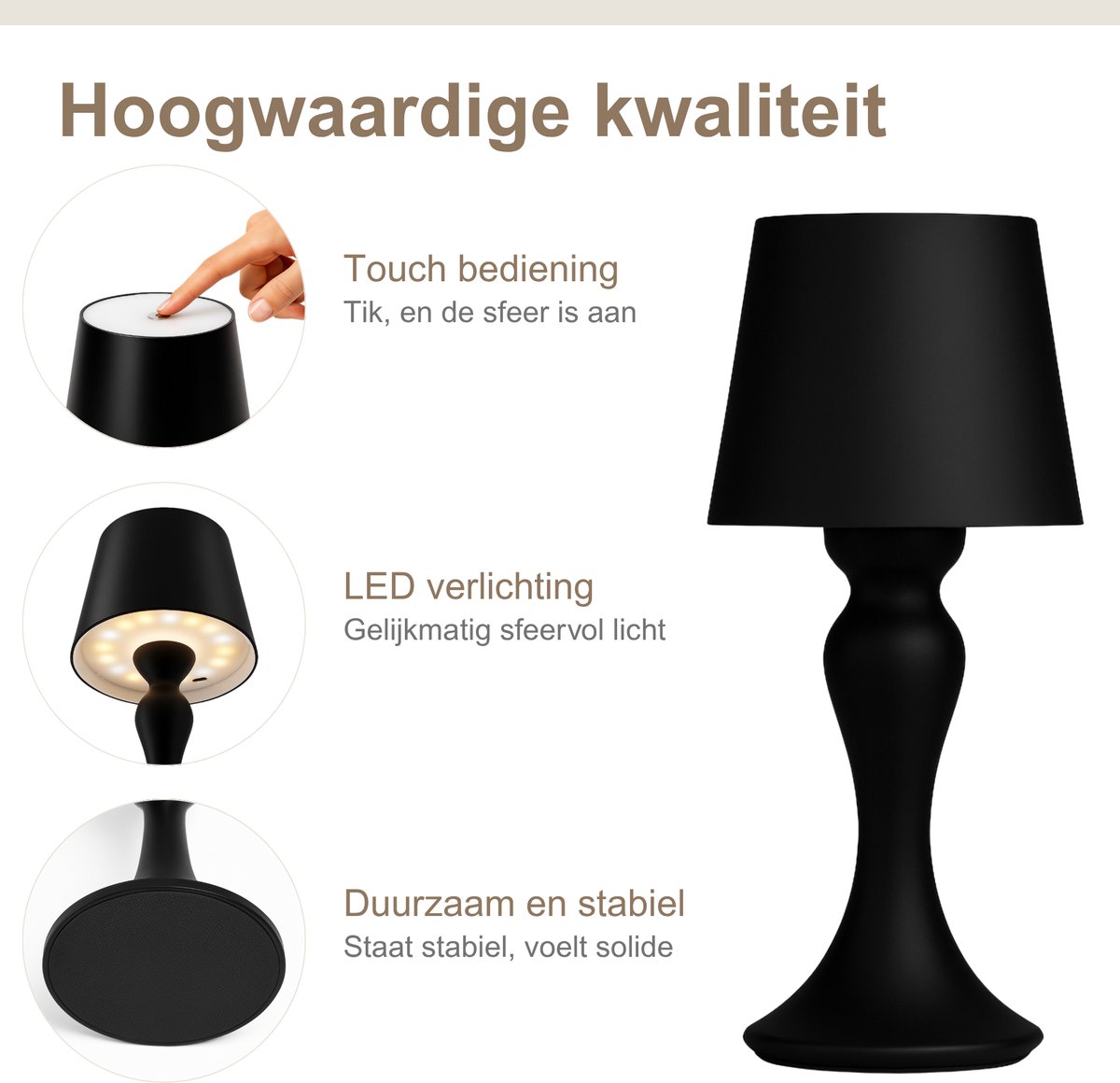 Zephyr Tafellamp - Oplaadbaar en Dimbaar - Draadloos met Touchbediening kopen