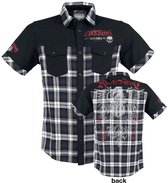 Chemise Rock Rebel by EMP Zwart et blanche à carreaux et patchs pour homme - XL