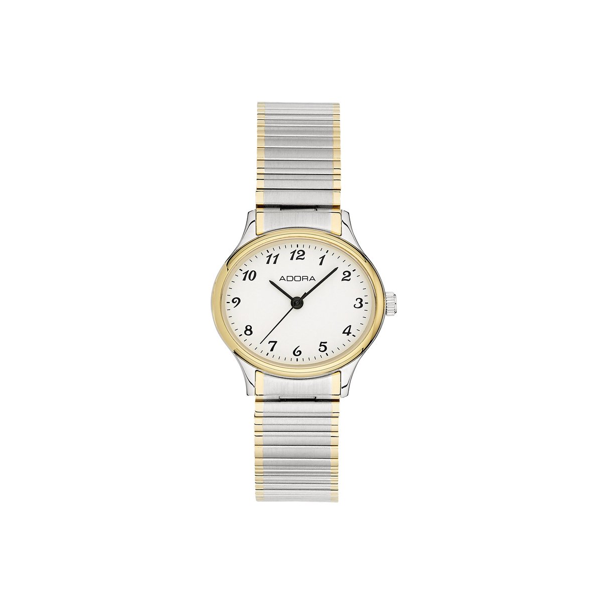 Brede Ovale Dameshorloge - Zilver Goudkleurig - Adora Basis - Volledig Roestvrij Staal - Anti-Allergisch - Quartz - 5 ATM - 29 mm x 25 mm