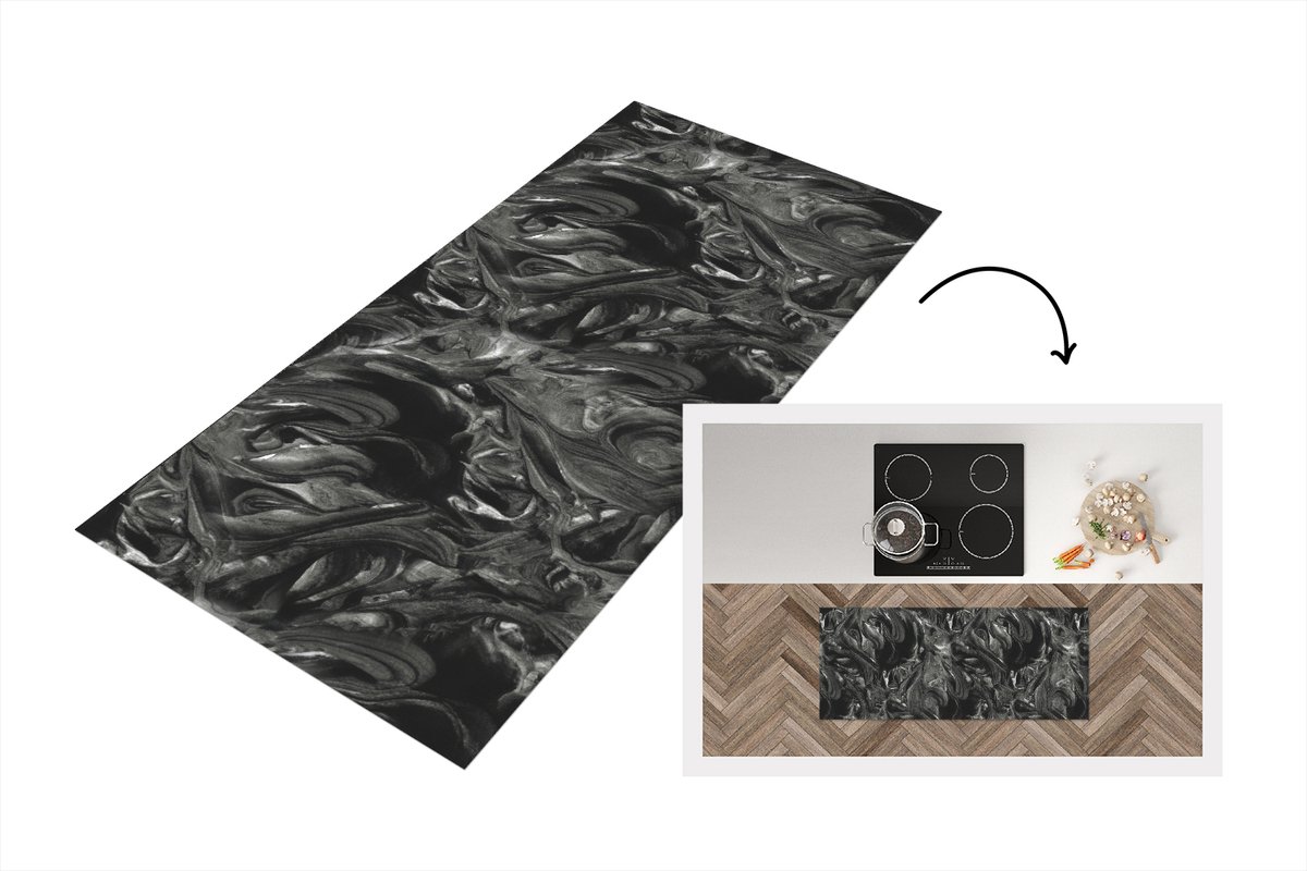 KitchenYeah Keukenloper 120x50 cm - Keukenmat vinyl Verf - Patronen - Marmer print - Keukenmatten loper - Keuken vloerkleed tapijt