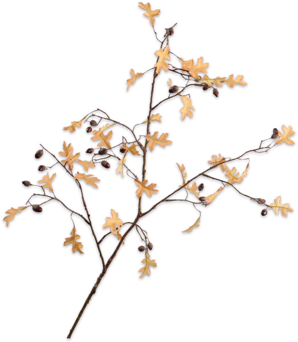 Silk-ka Kunstbloem-Zijde Bloemen Kunsttak Eikenblad Tak Geel 96 cm