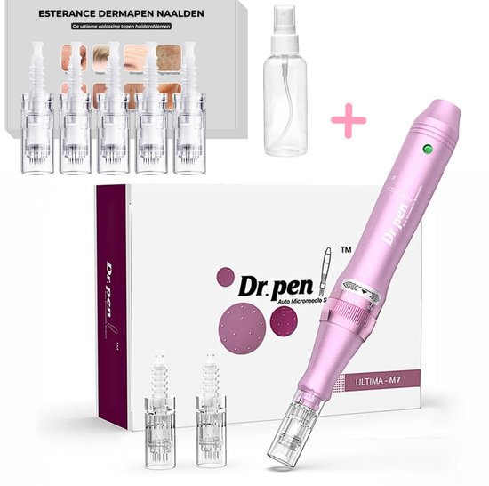 Dr.Pen Ultima M7-W draadloze microneedling dermapen in goud met cartridge