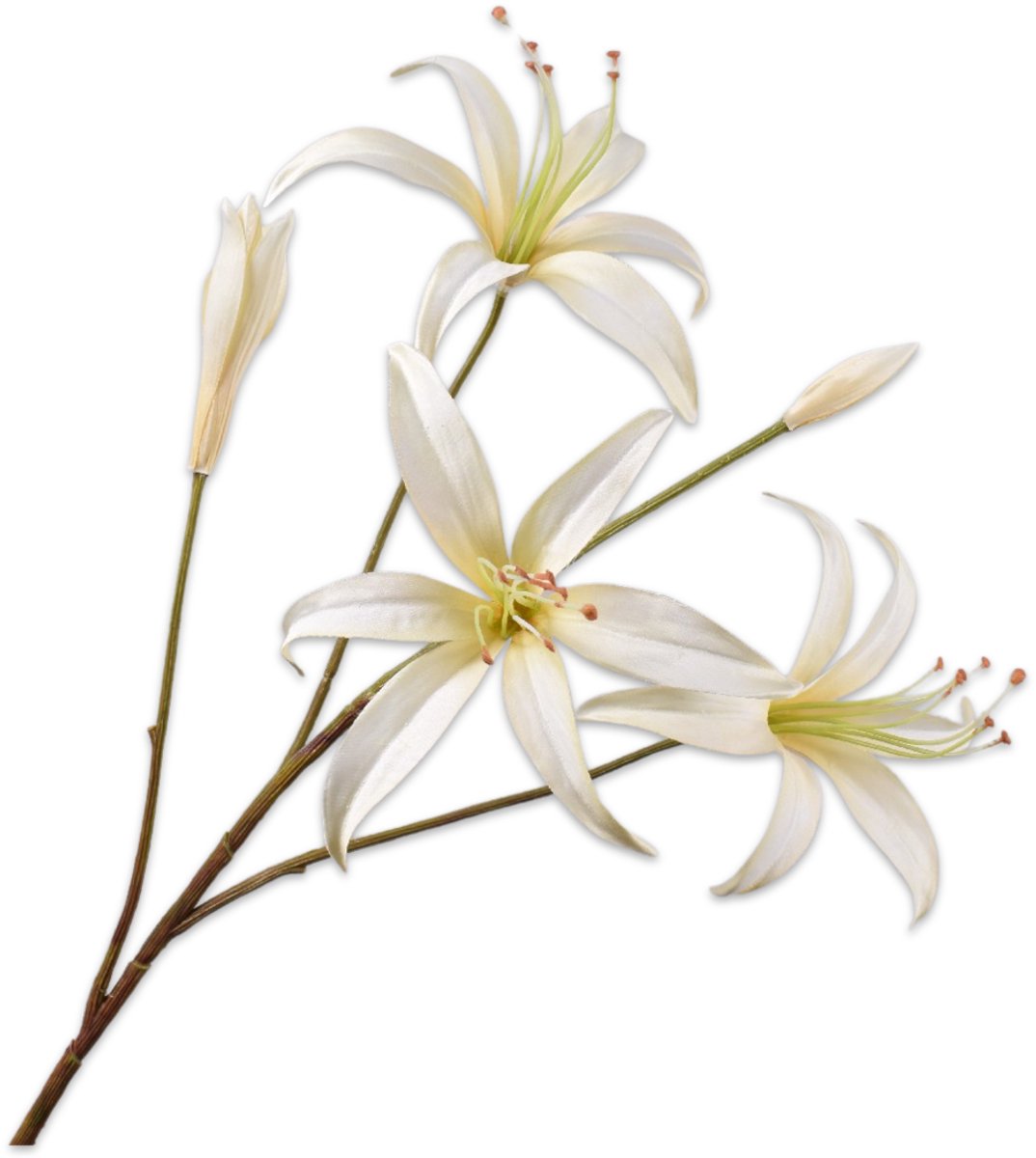 Silk-ka Kunstbloem-Zijde Bloemen Lelie Steel Creme-Geel 80 cm