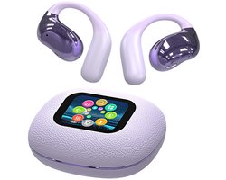REFTTENW Oortjes Draadloos, Ai Vertaler Draadloze Oordopjes – Bluetooth Headset – 144 Talen – Simultaan Tolken – Met Lcd Display – Reiskoptelefoon Paars