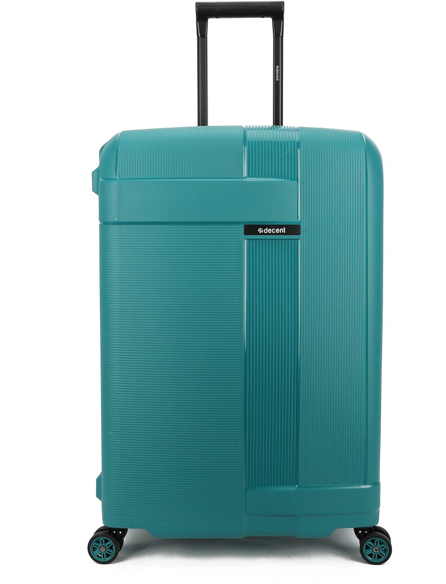 Decent TRANSIT Spinner TSA Reiskoffer vaste sluiting 86 liter - Middelmaat koffer 70x47x28 – Reiskoffer met wielen - Lichtgewicht koffer – Reiskoffer midden - Veilig TSA Cijferslot – Donkergroen