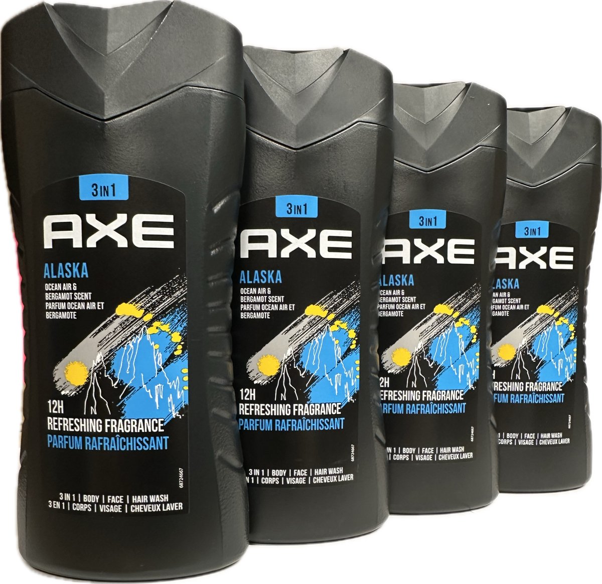 Axe Douchegel Alaska 3 in 1 - 250ml - Voordeelverpakking 4 stuks