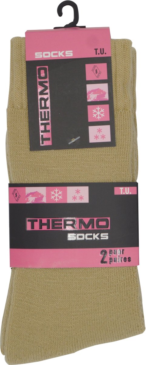 EXTRA warme winter dames sokken - Wol - Beige - Maat 36/41 - 4 Paar   chaussettes socks